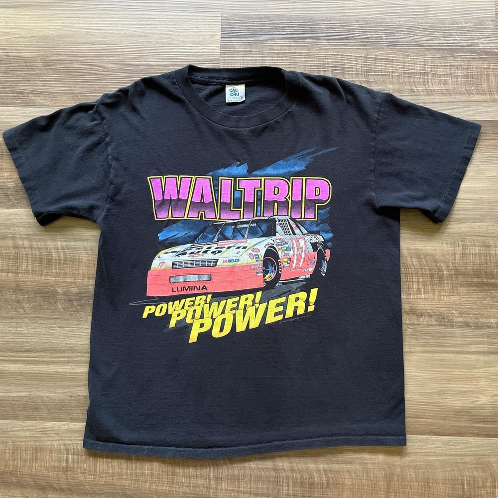 Vintage Darrell Waltrip Shirt Mens Medium Black NASCAR Racing Cal Cru Tee 90s - Picture 1 of 11